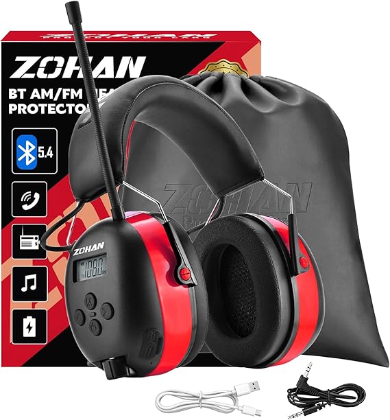 ZOHAN EM033 AM FM Radio Earmuffs with Bluetooth