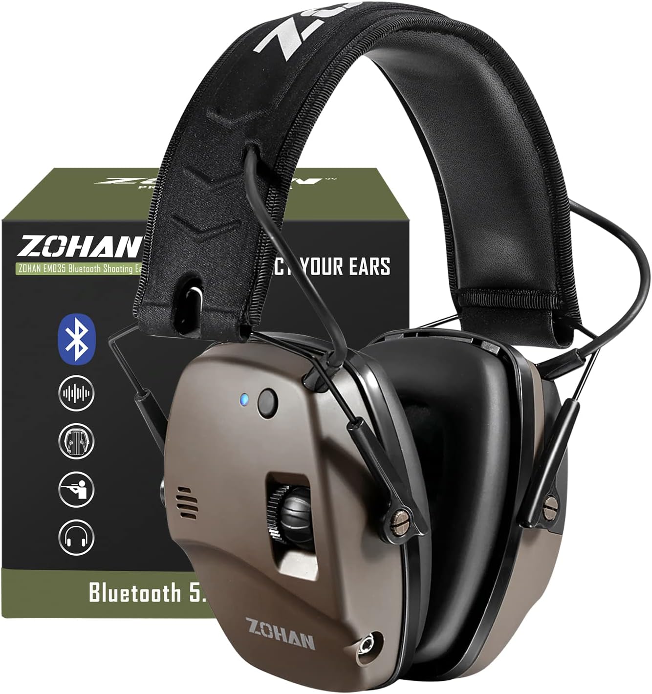 ZOHAN EM035 Bluetooth 5.4 Shooting Ear Protection Earmuff