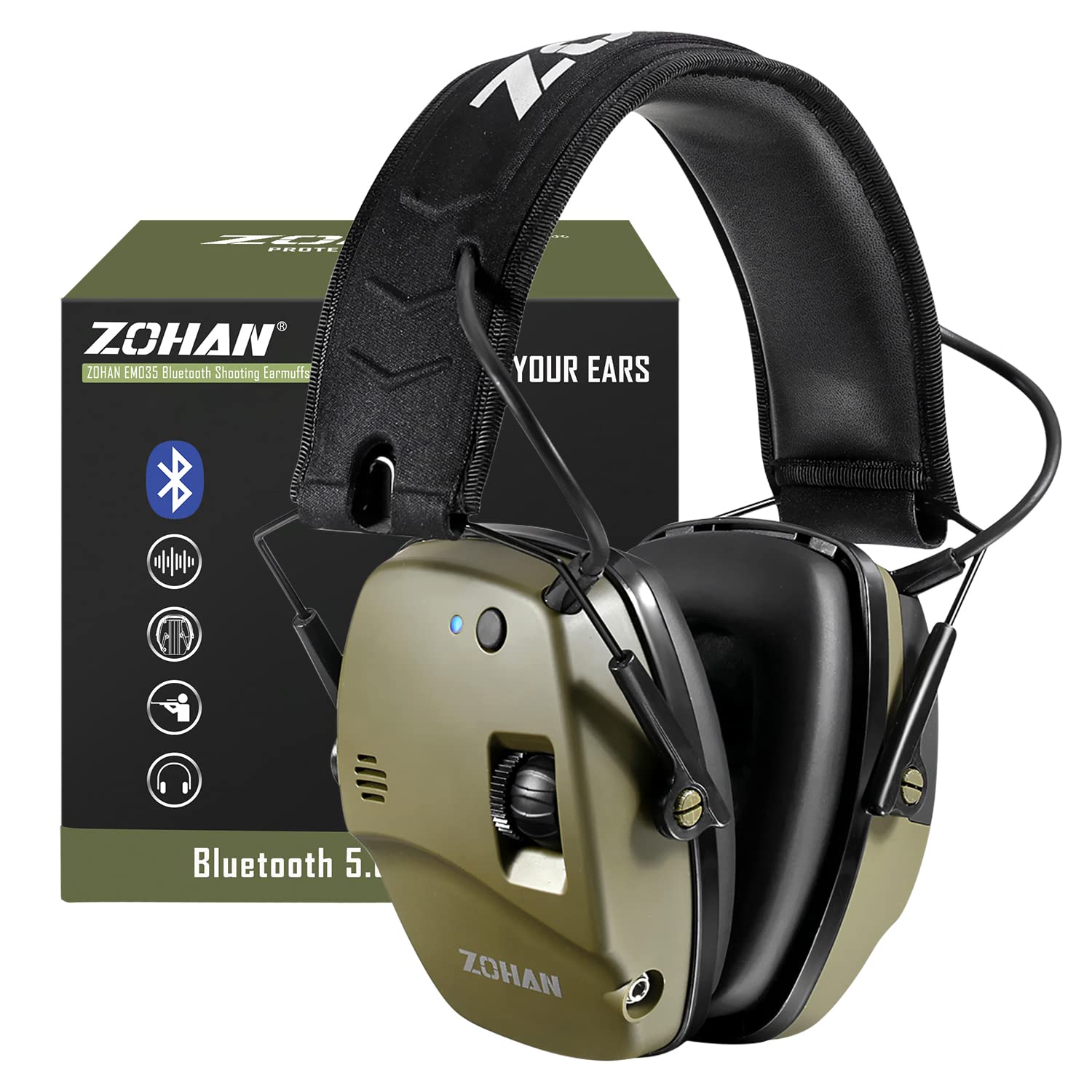 ZOHAN EM035 Bluetooth 5.4 Shooting Ear Protection Earmuff