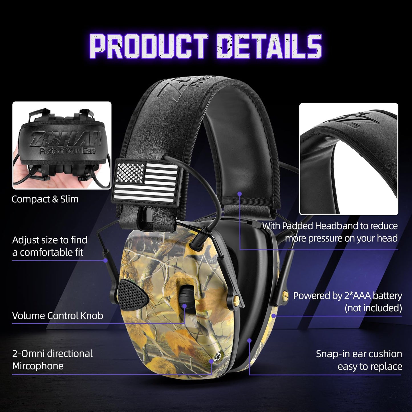 ZOHAN UPGRATED EM054 Electronic Shooting Ear Protection